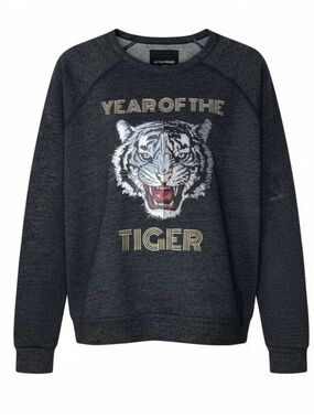 LE SUPERBE Year of the Tiger Sweatshirt M Medium Washed Black Top Pullover $175